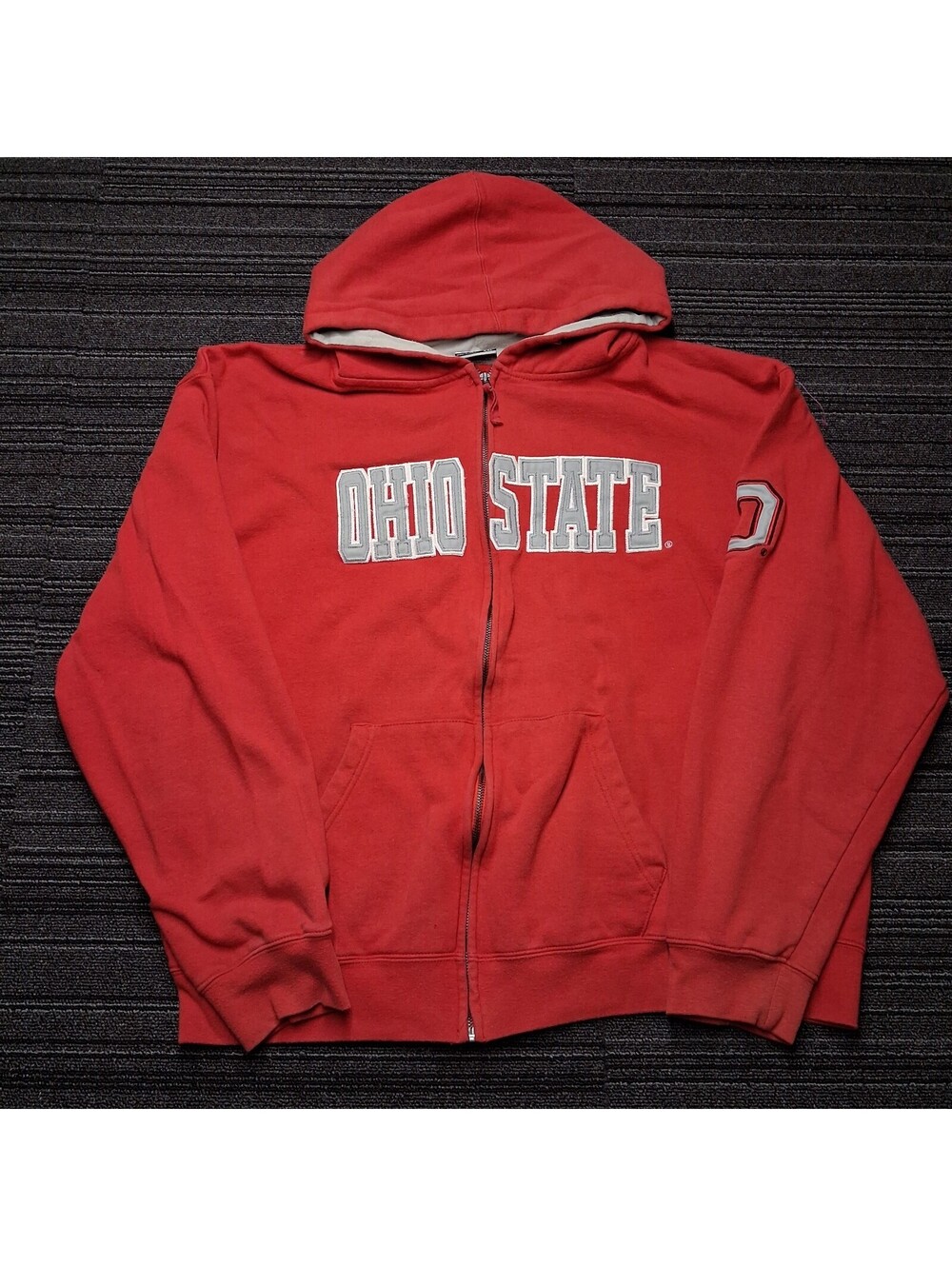 Ohio State Buckeyes Full Zip Hoodie Mens XXL Red Embroidered Applique NCAA